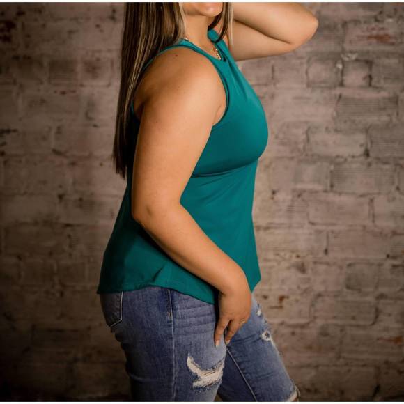 NEW PHIERCE FASHIONS flowy bra free tank top in teal - Picture 2 of 3